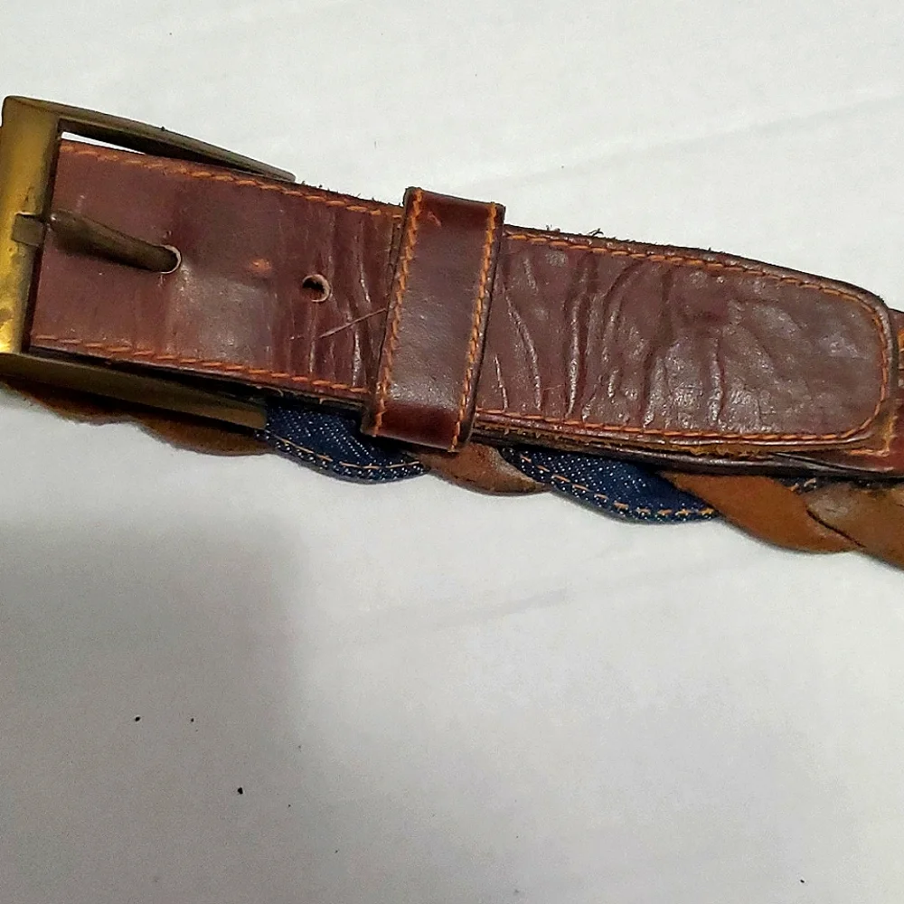 Hand Braided Leather & Denim Rodeo Vintage Casual Belt S/M